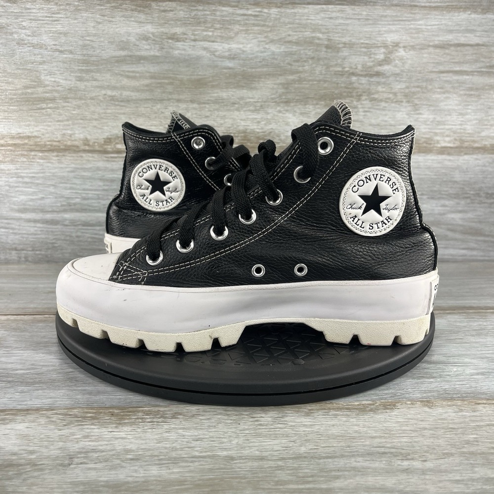 Converse Womens CTAS Lugged Hi Black Canvas Platform Sneakers Size 6.5